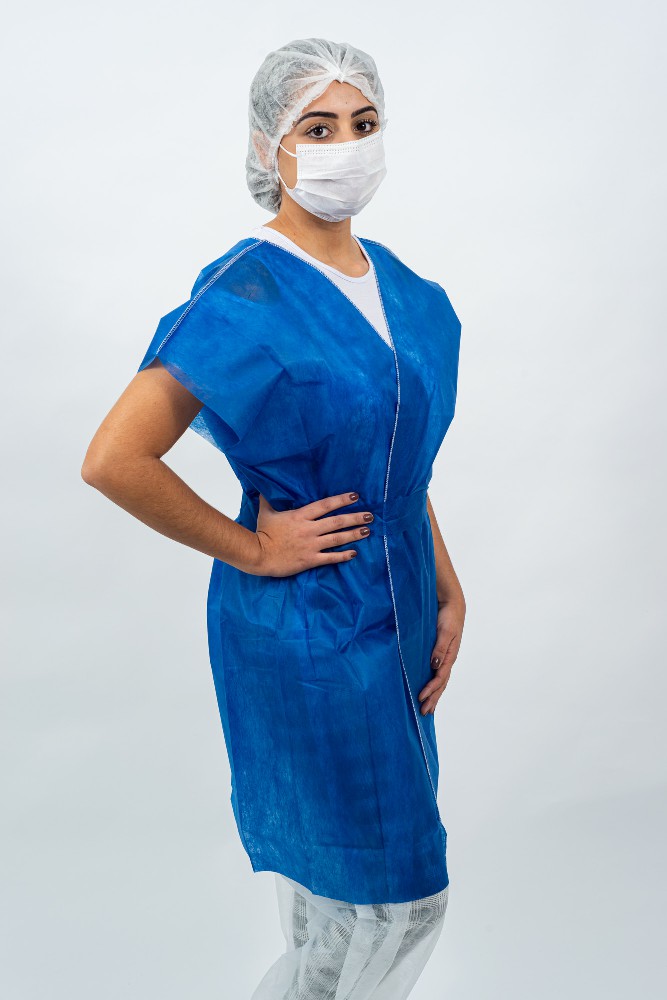 Avental Descartavel S/ Manga Azul Marinho