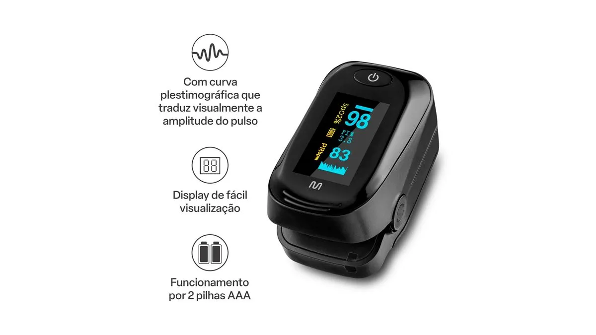 Oxímetro de Pulso 2 Pilhas AAA - Multilaser